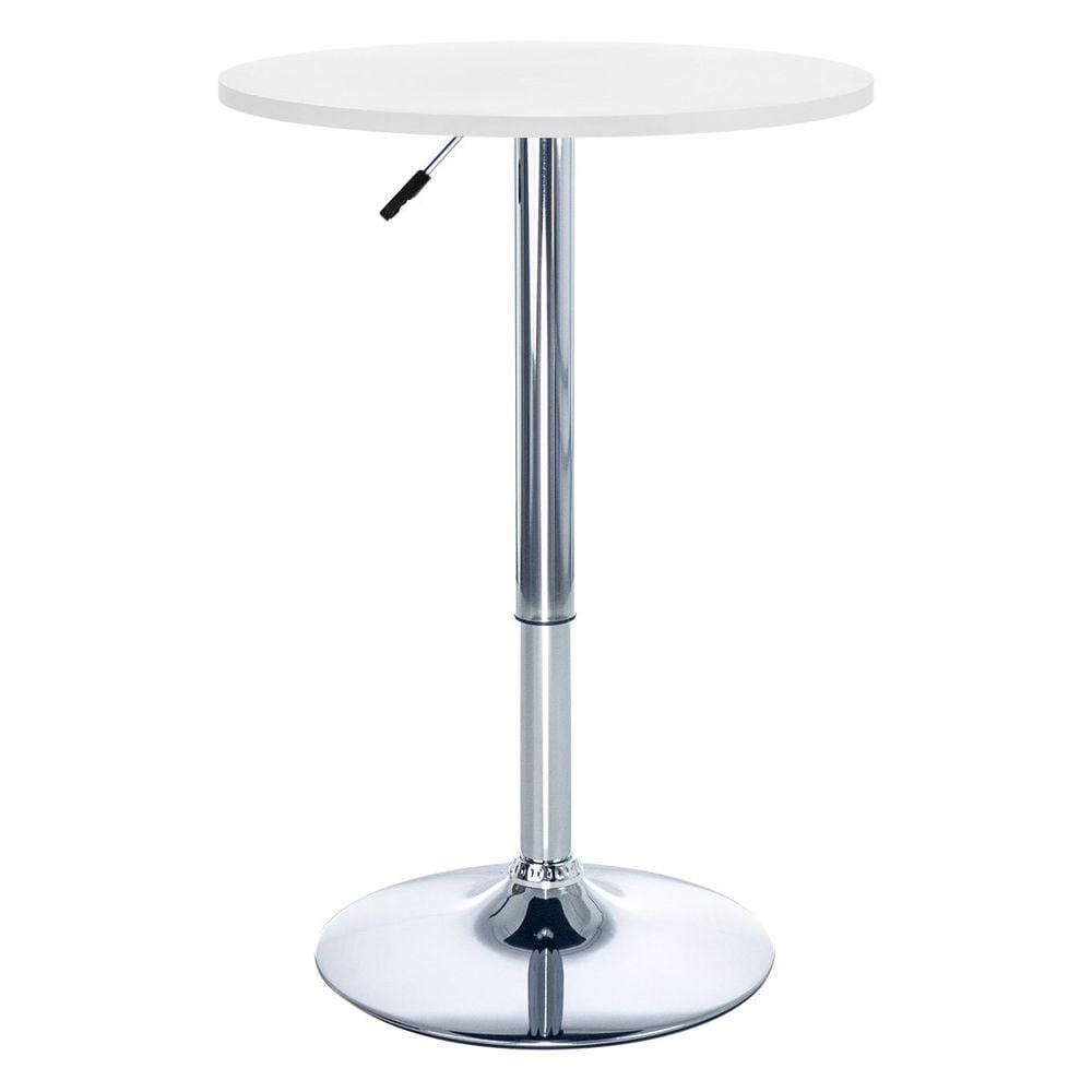 Mesa alta bar bistro Apollo redonda 60 cm tampo madeira ajustável