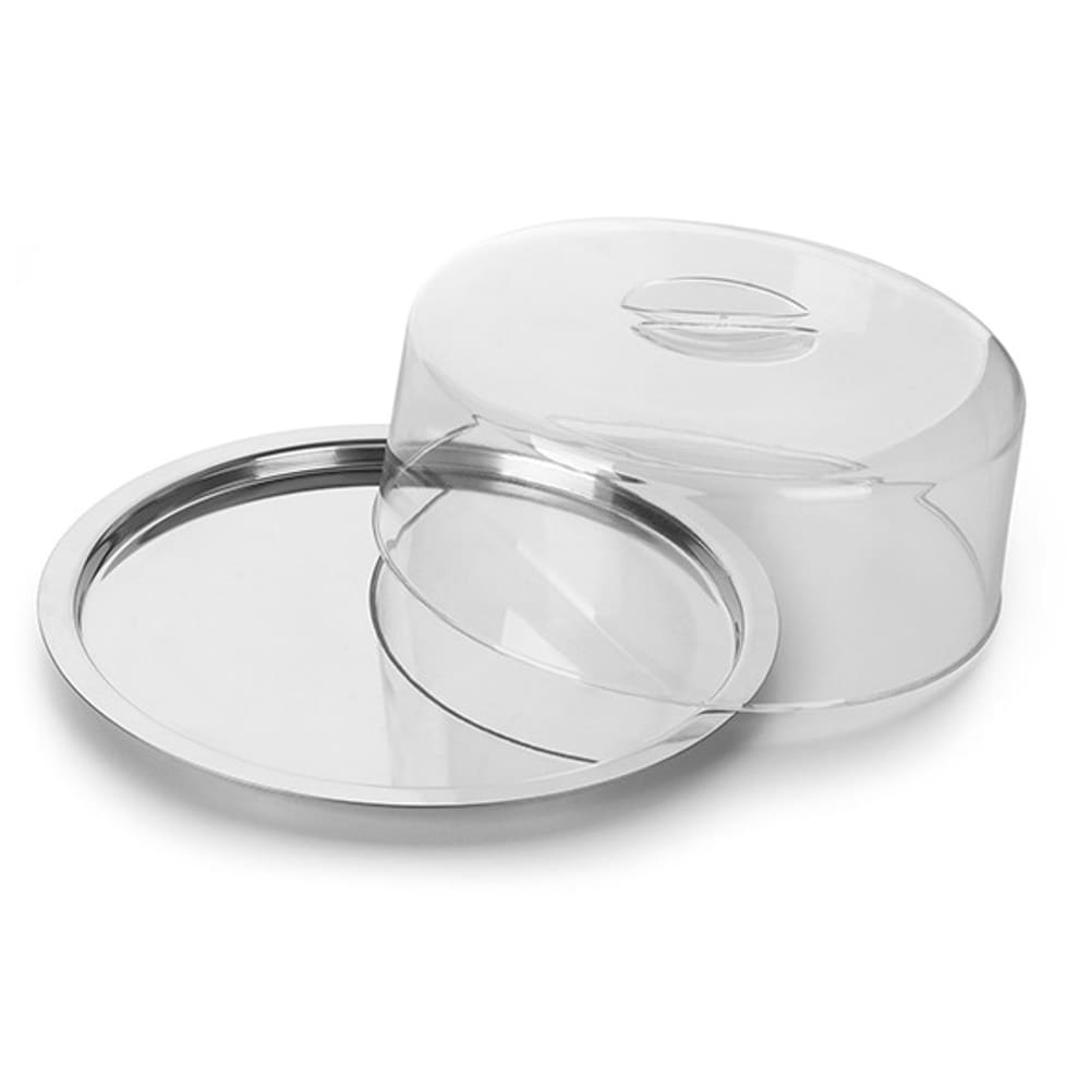 Porta Bolo Forma Inox com Cúpula Acrílica Boleira Redonda