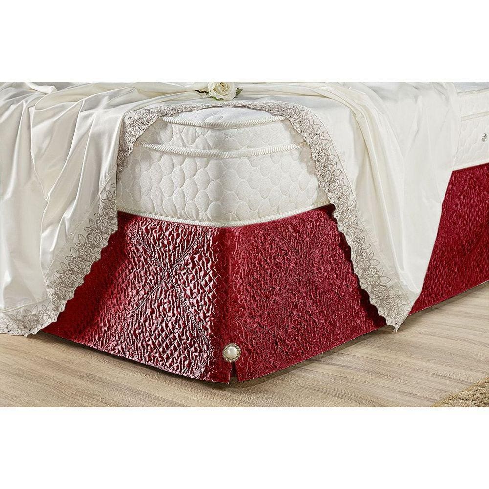 Saia Box Madri Queen Microfibra Matelado Vermelho