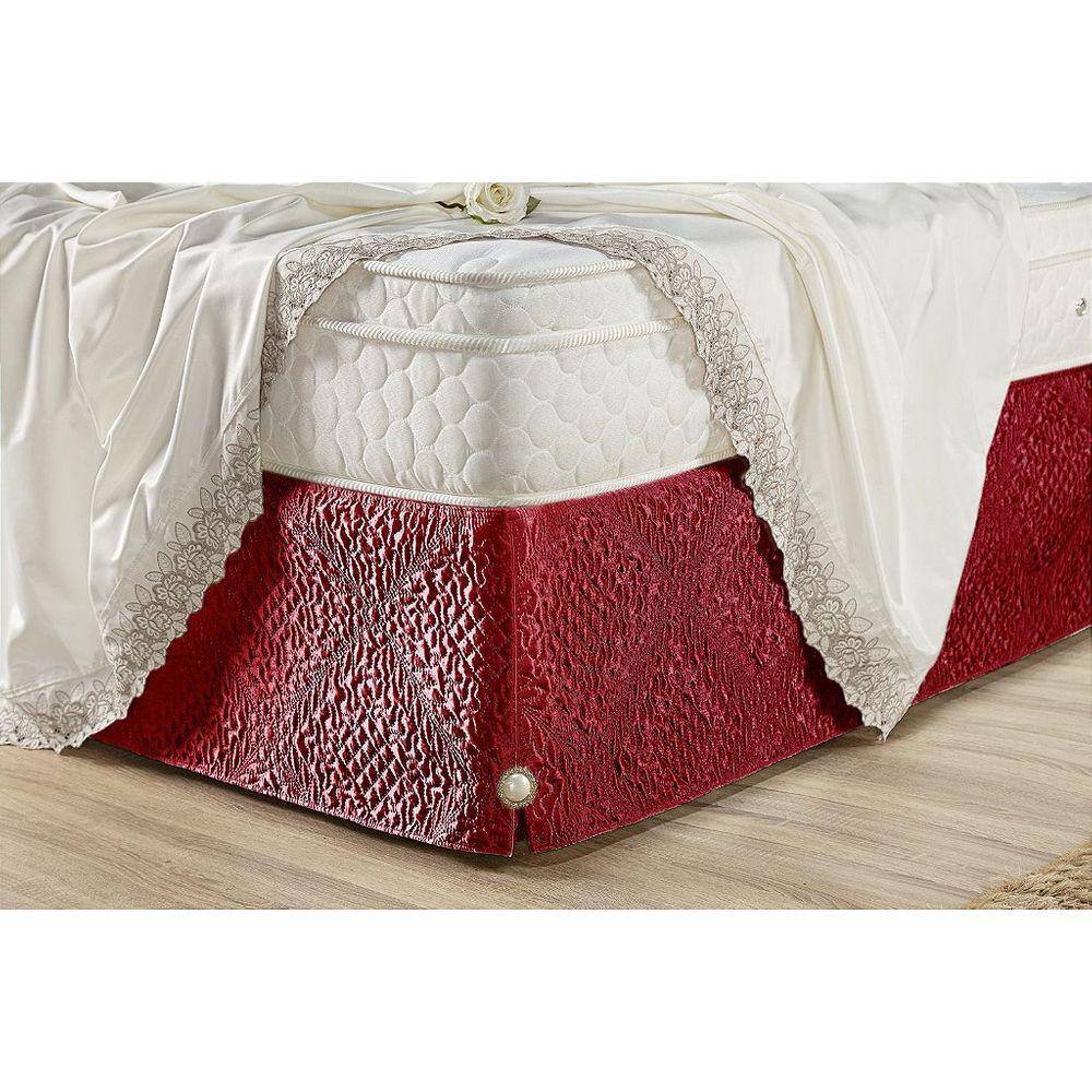 Saia Box Madri Super King Microfibra Matelado Vermelho