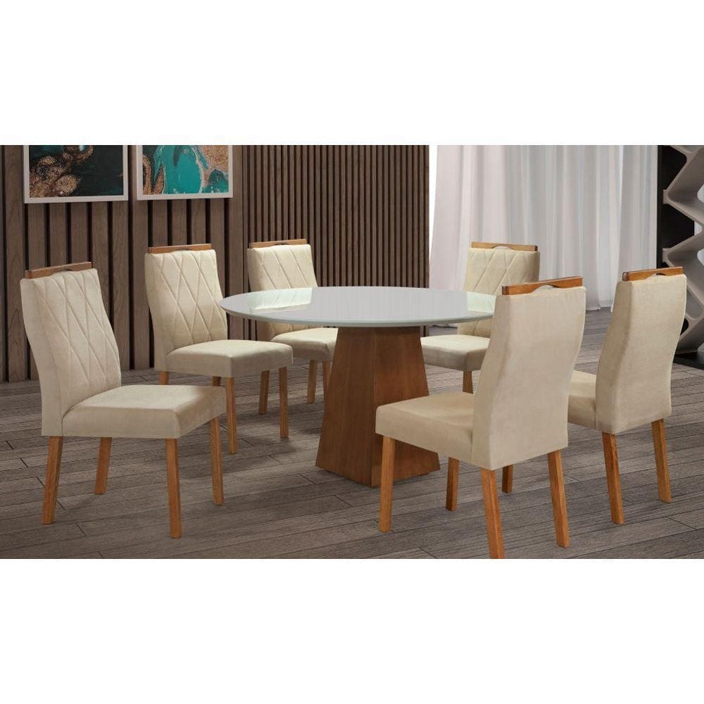 Sala de Jantar Completa com 6 Cadeiras 1,30x1,30m - Mônaco - Art Salas