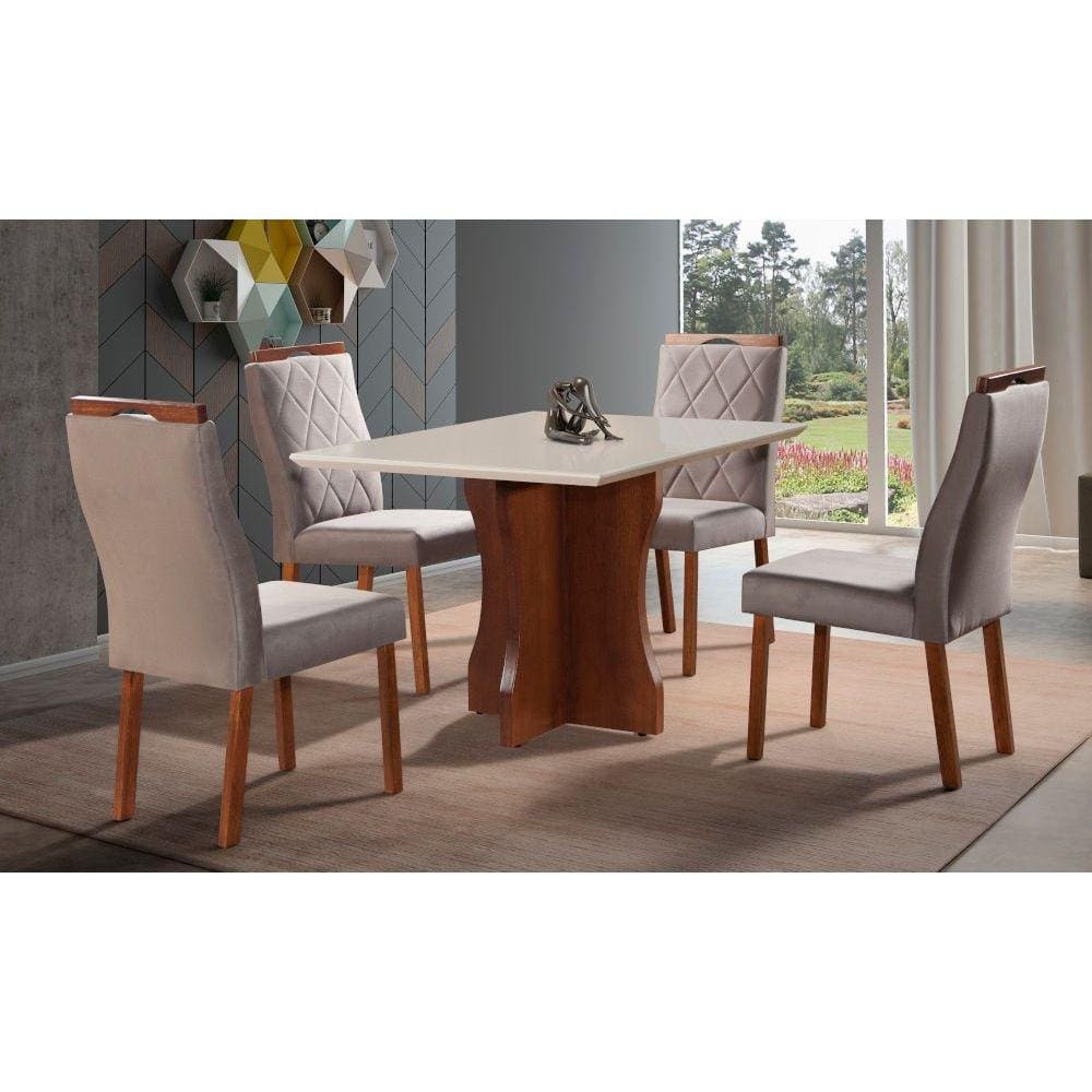 Sala de Jantar Completa com 4 Cadeiras MDF Laminado 1,20x1,20m - Bella - Art Salas