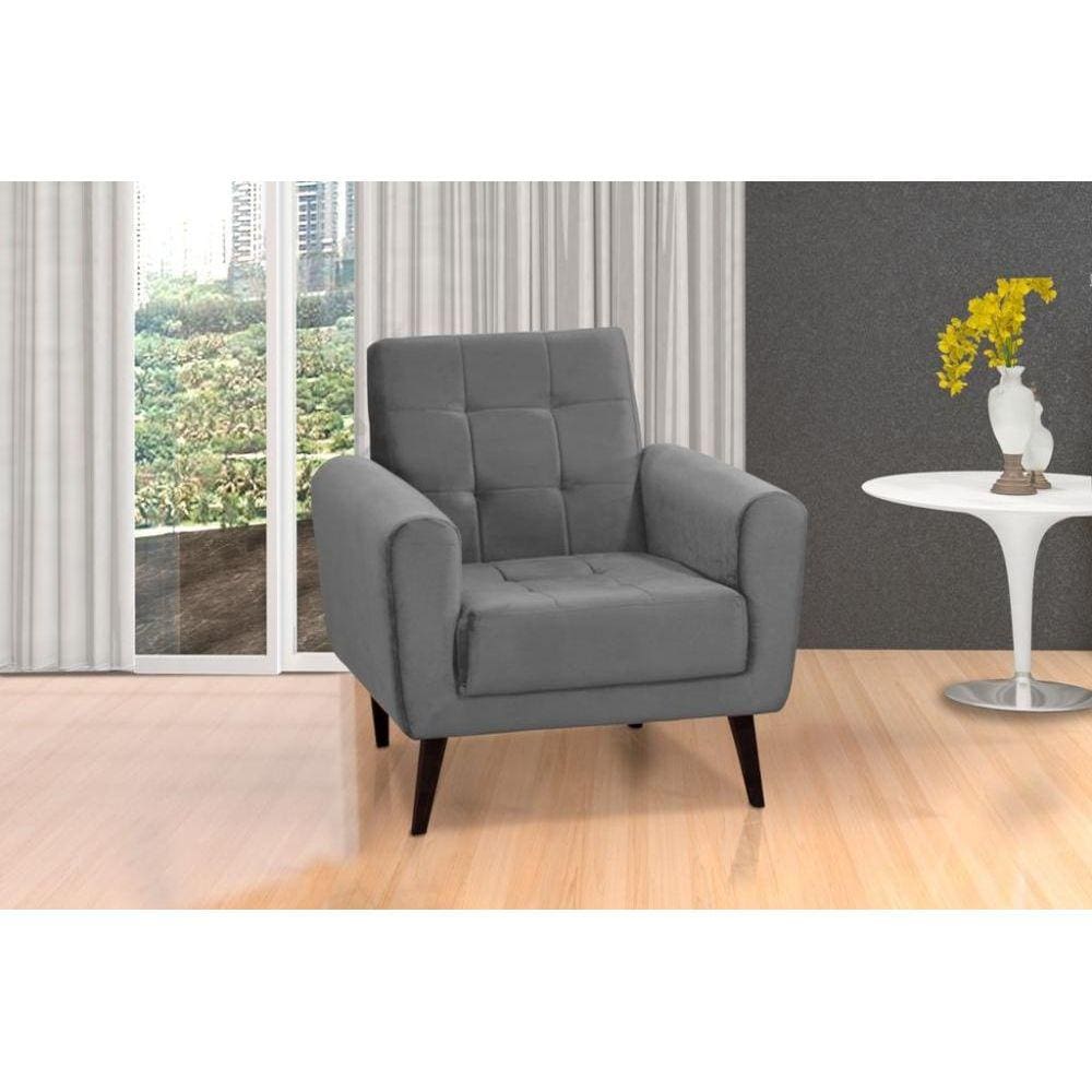 Poltrona Decorativa Pés de Madeira Livia - Veludo