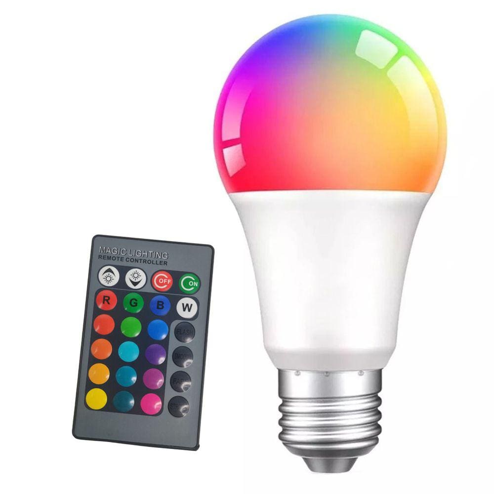 Lampada Led Colorida 16 Cores RGB 9W Multicolorida Controle Ajustavel Tom Iluminaçao Personalizada