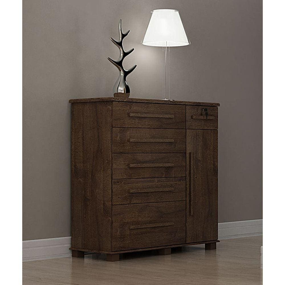 Cômoda para Quarto com Sapateira 6 Gavetas - 046-Canion - Star Móveis