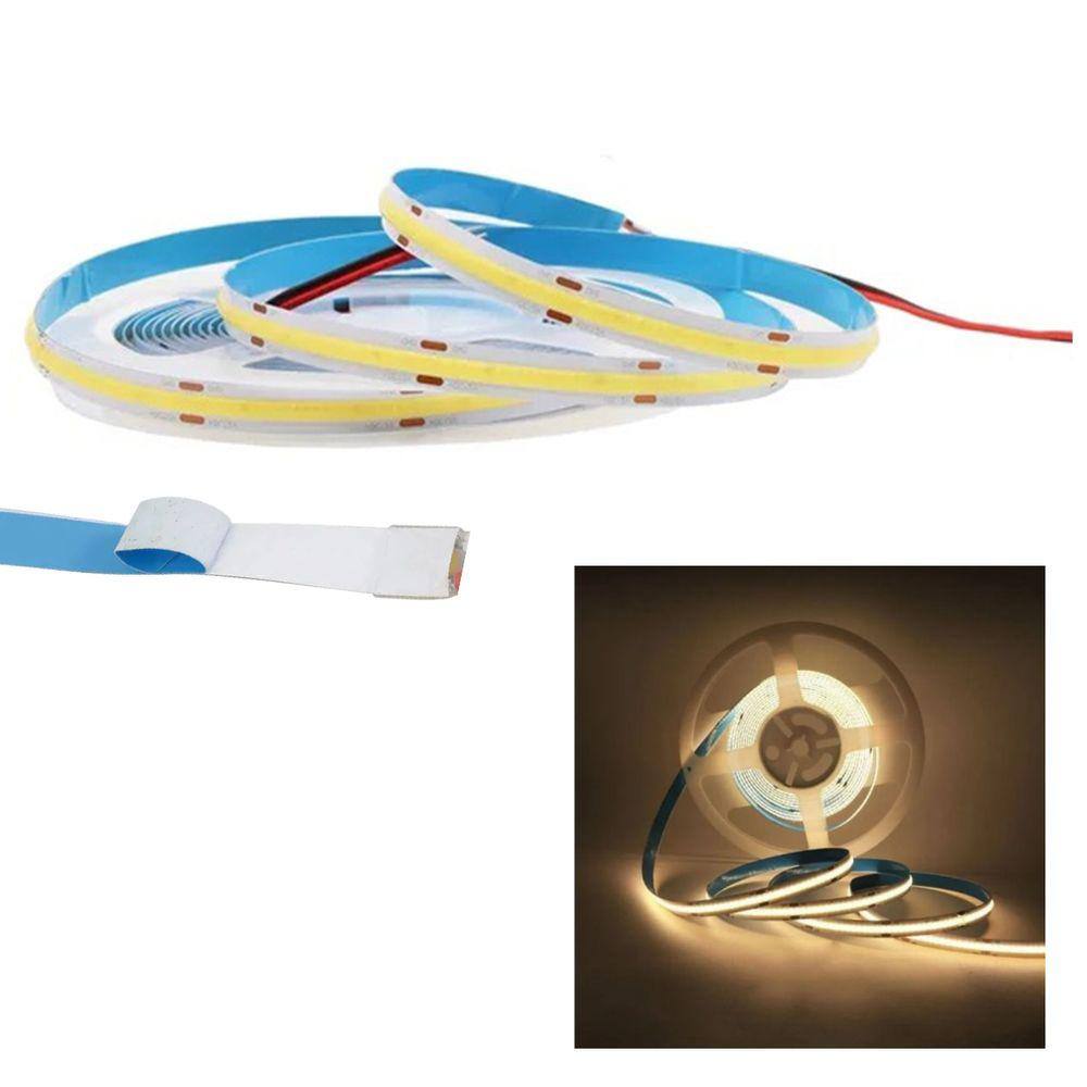 Fita de Led 12v COB 2700K Rolo 50 metros 10w Decoraçao Quarto Sala Ambiente Sanca Gesso