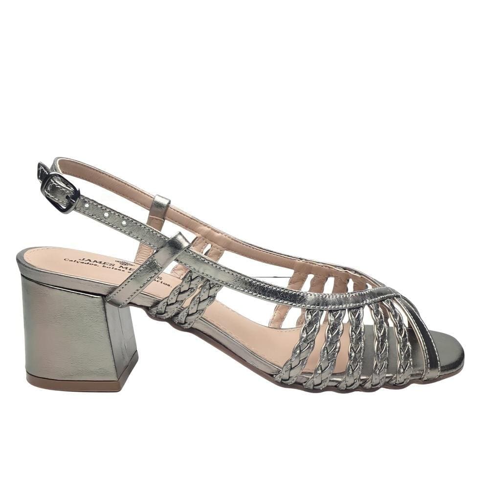 Sandalia Salto Bloco Tiras Tranças Couro Cor Ônix