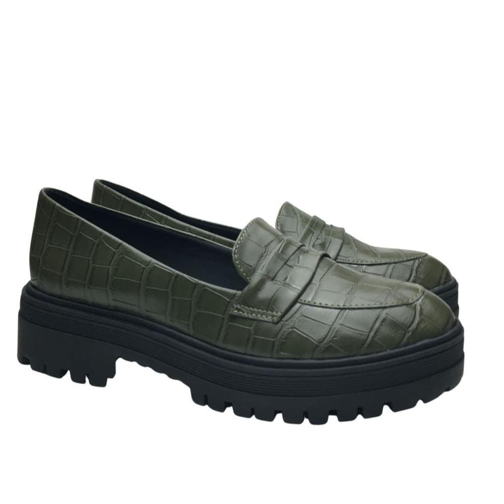 Mocassim Tratorado Croco Cor Army