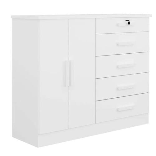 imagem-Cômoda para Quarto com Sapateira 5 Gavetas - New Athos-Branco - Móveis D`Doro