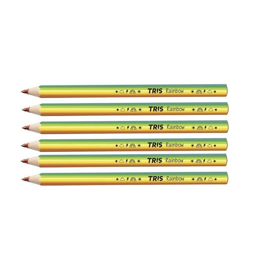 Lápis De Cor Big Jumbo Rainbow Mina Grossa Multicolorida Tris