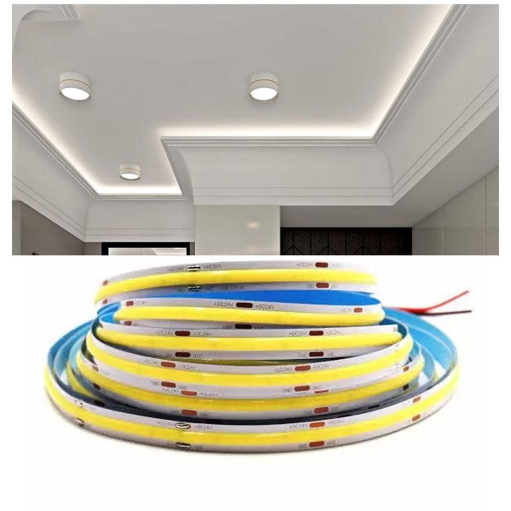 Fita de Led COB 6500K 12v Rolo 50 metros 10w Quarto Sala Decoraçao Teto Rebaixado Sanca