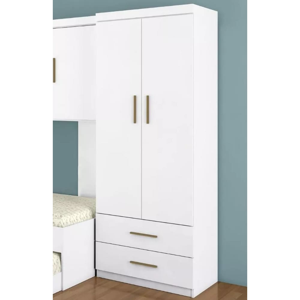 Guarda Roupa Infantil Chiara 2 Portas 2 Gavetas Cor Branco Brilho - Phoenix Baby