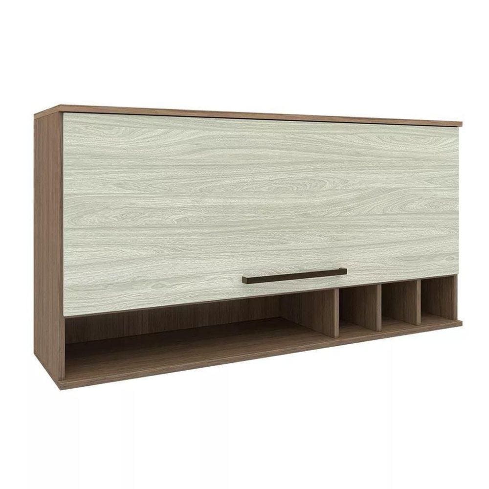Armário Aéreo para Cozinha 1 Porta Basculante Evolution Plus Batrol Móveis Tannat/Legno Crema
