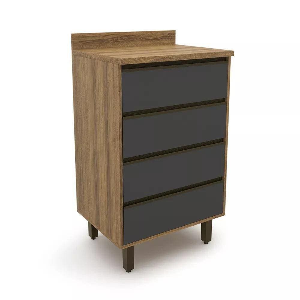 Gabinete 4 Gavetas Confort Batrol Móveis Cinamomo/Grafite