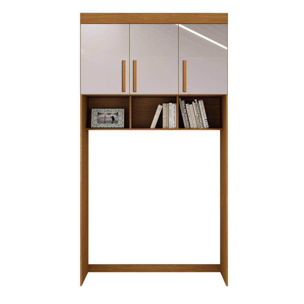 Modulado Aéreo solteiro 3 portas prateleira 1,23m - Luna-Nature/Off - Bianchi Móveis