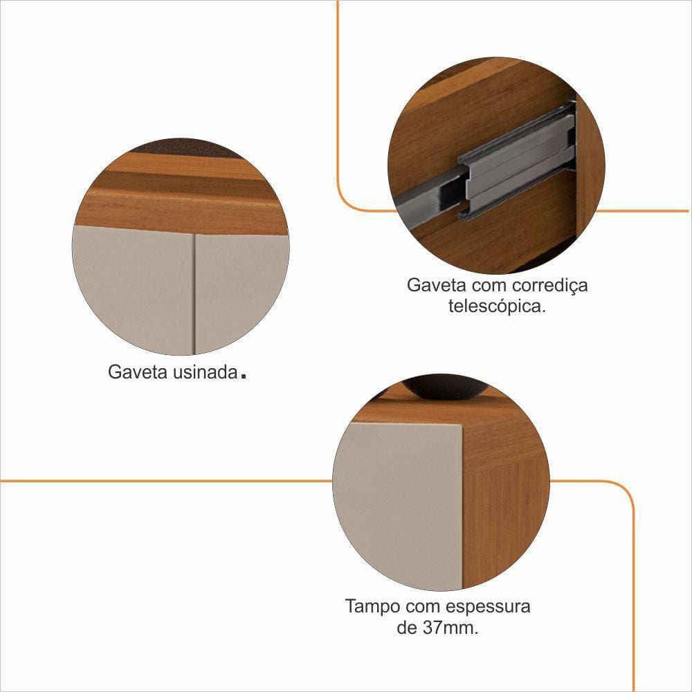 Rack Eros 1.80 Cedro Off White 1 Gavetas Casa D Móveis Sala