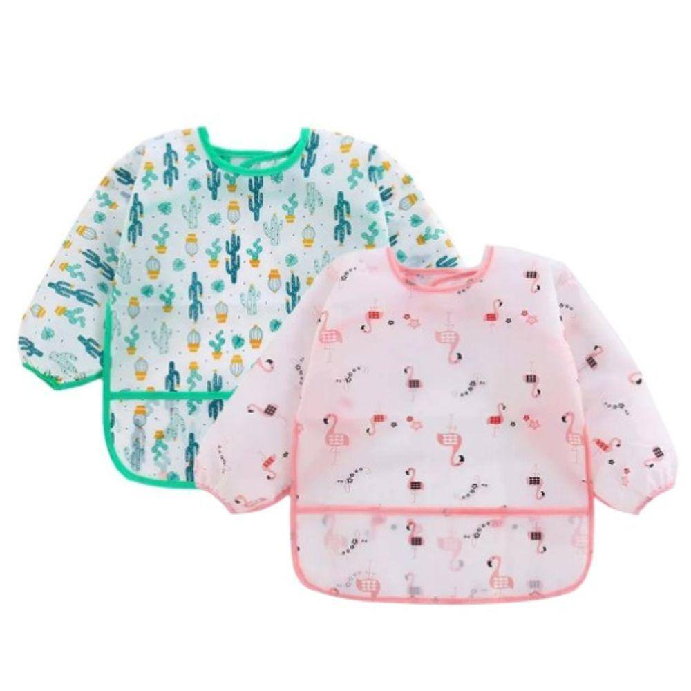 Babador manga longa BLW Kit 2Unds - Flamingo e Cactos