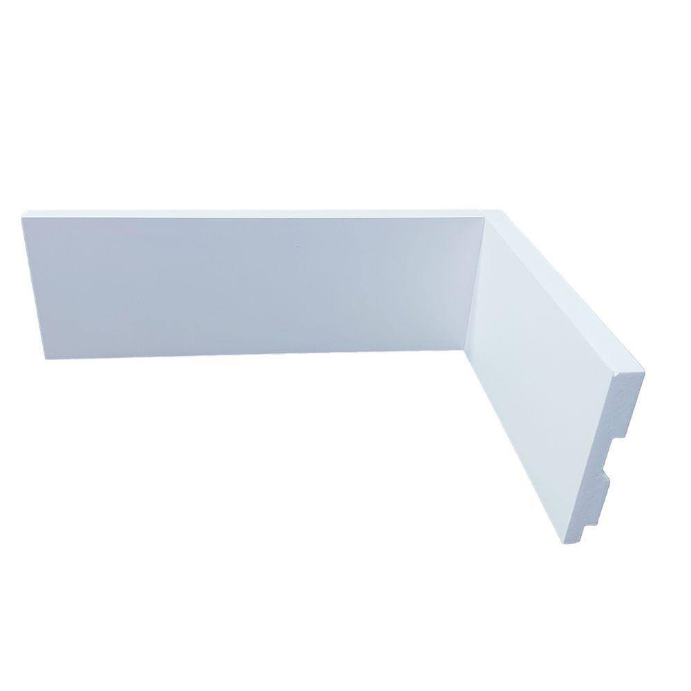 Kit com 5 Barras de Rodapé de Poliestireno Liso - Branco - 7cm de altura (7x1x240cm)