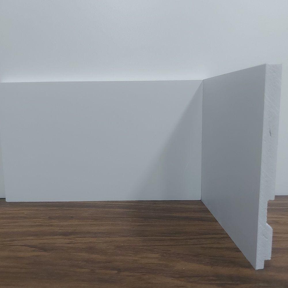 Kit com 5 Barras de Rodapé de Poliestireno Liso - Branco - 12cm de altura (12x1x240cm)