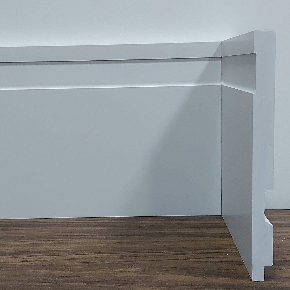 Kit com 5 Barras de Rodapé de Poliestireno Frisado - Branco - 12cm de altura (12x1x240cm)