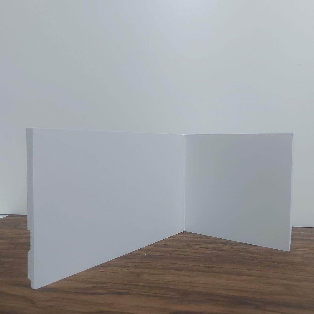 Kit com 5 Barras de Rodapé de Poliestireno Liso - Branco - 15cm de altura (15x1x240cm)