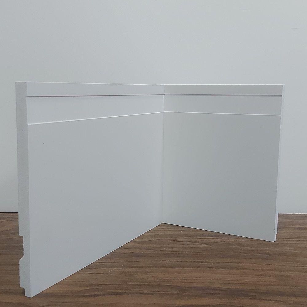 Kit com 5 Barras de Rodapé de Poliestireno Frisado - Branco - 15cm de altura (15x1x240cm)