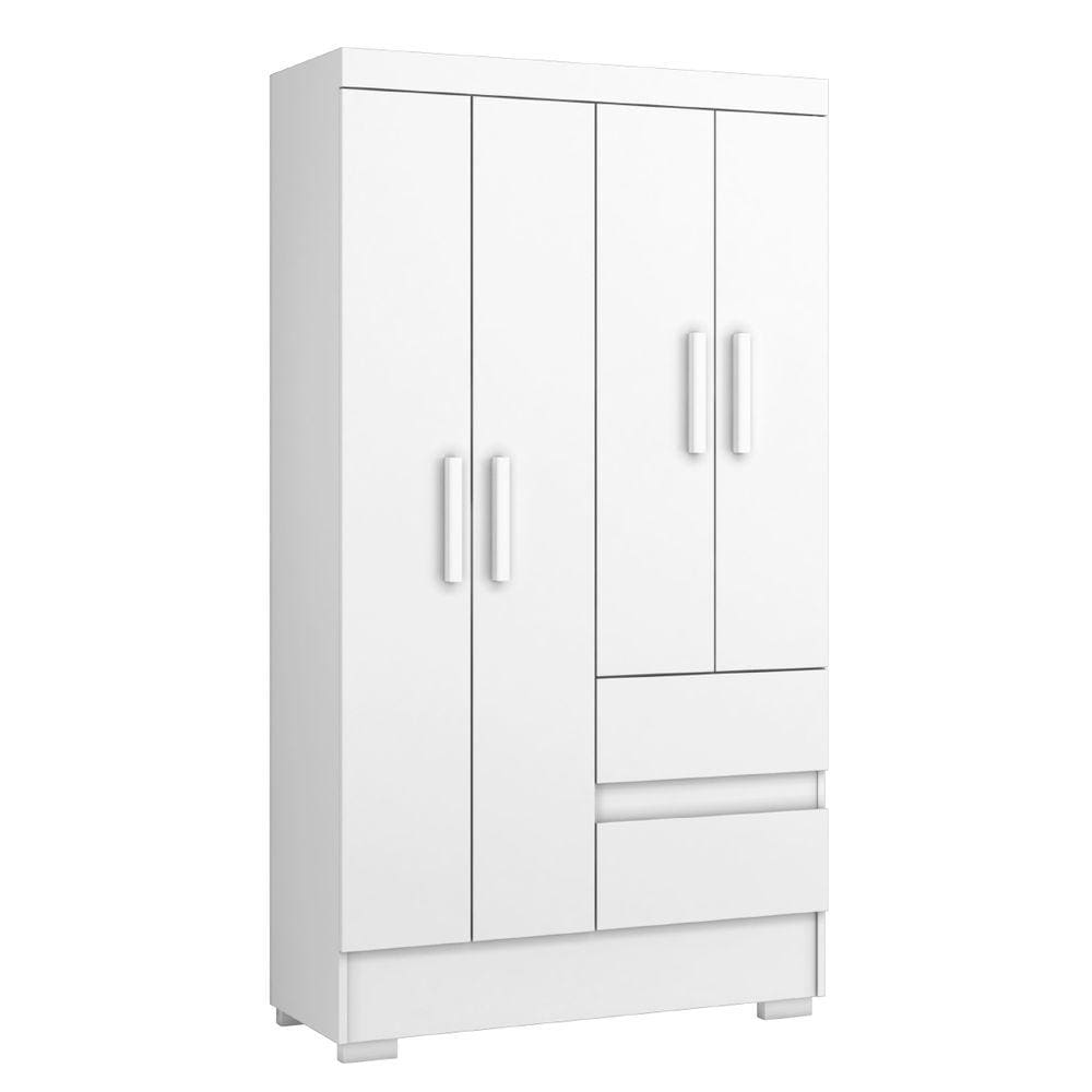 Guarda Roupas Solteiro Juvenil 4 Portas 2 Gavetas Branco Coimbra Aramóveis