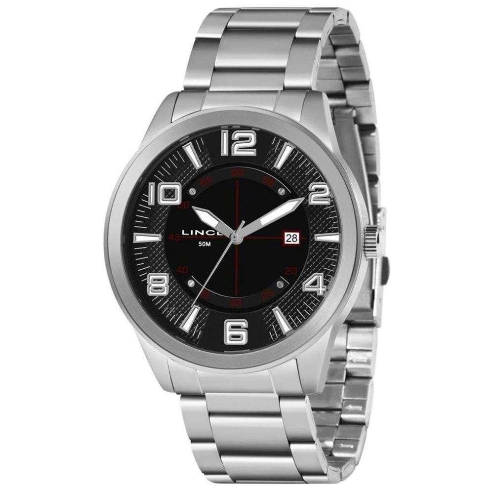 Relógio LINCE masculino prata preto MRM4695L P2SX
