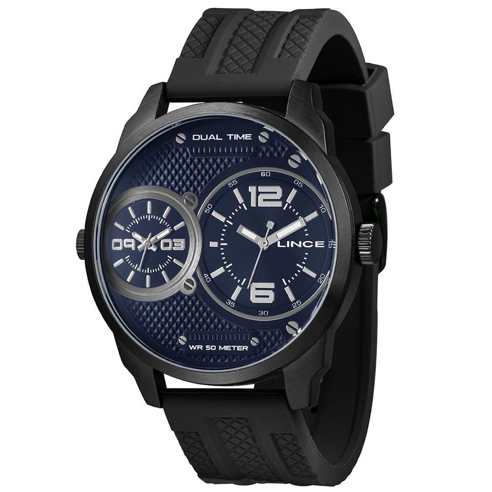 Relógio LINCE masculino analógico dual time azul MRPH163L D2PX