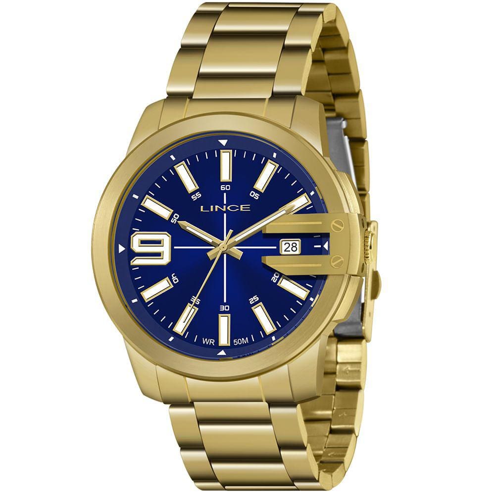 Relógio LINCE masculino analógico azul dourado MRG4708L D2KX