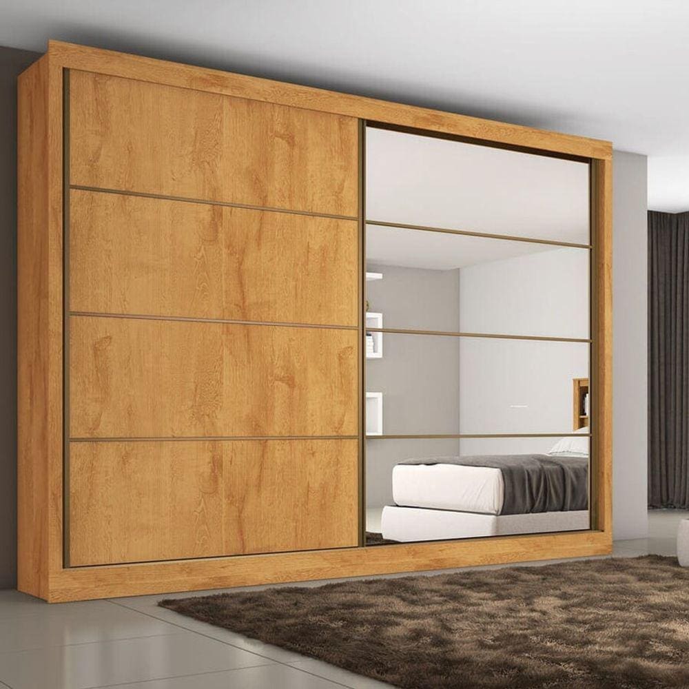 Guarda Roupa Casal com Espelho 2 Portas 6 Gavetas - Sevilha-Peroba - Made Marcs