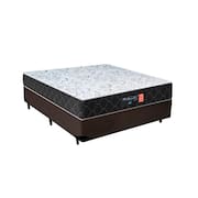 Cama Box Casal Sintético Marrom + Colchão Espuma D33 Marrocos 30cm