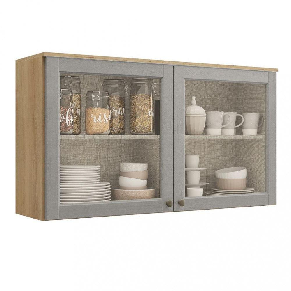 Armário Aéreo 2 Portas com Vidro 120cm Royal THB