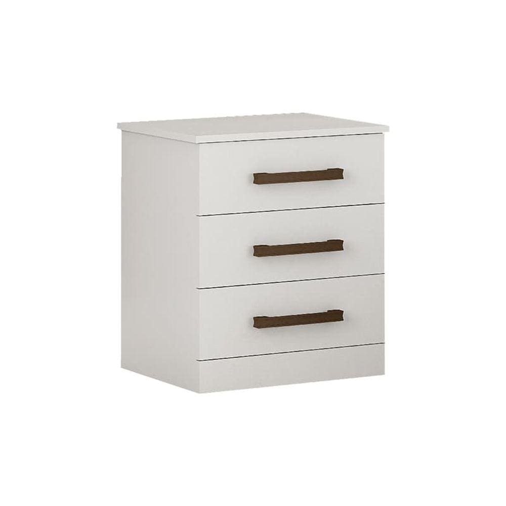 Mesa de Cabeceira com 3 Gavetas - Rubi-Branco - Leifer Móveis