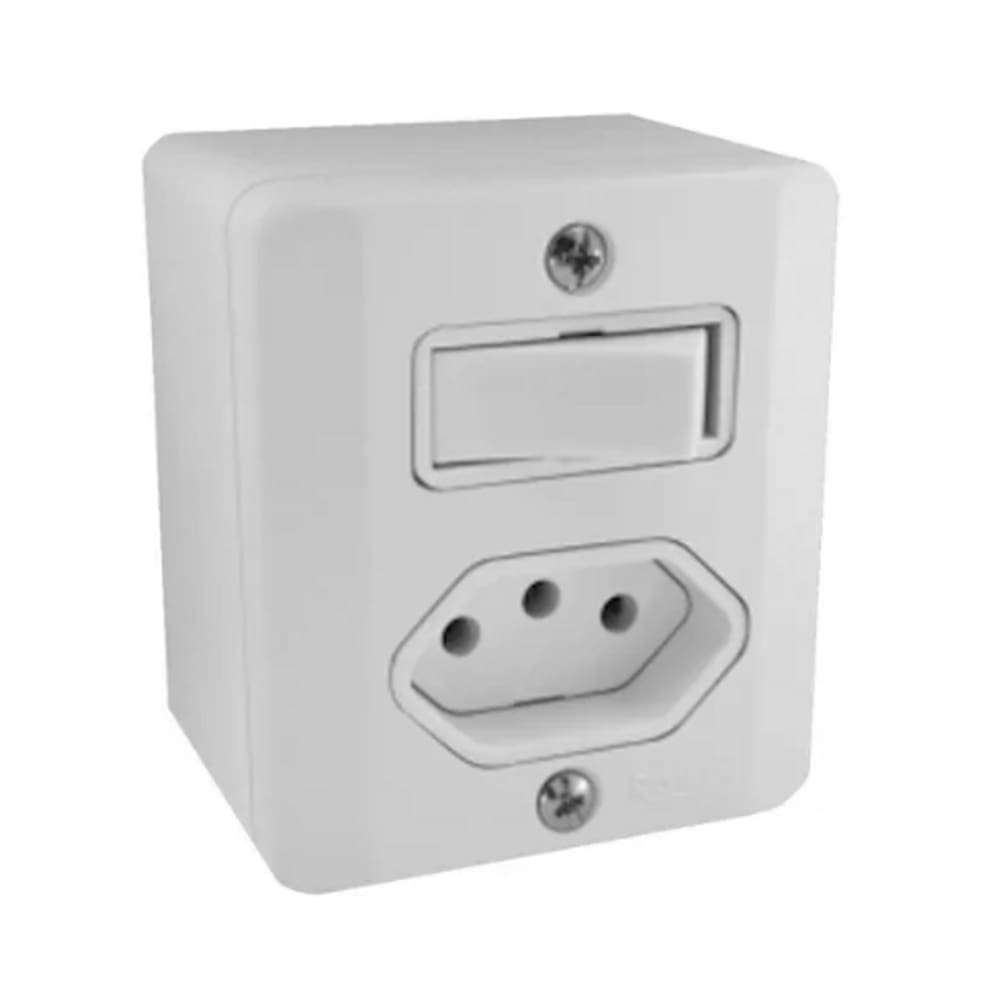 Interruptor 1 Tecla Simples + Tomada 10A BOX – Ilumi