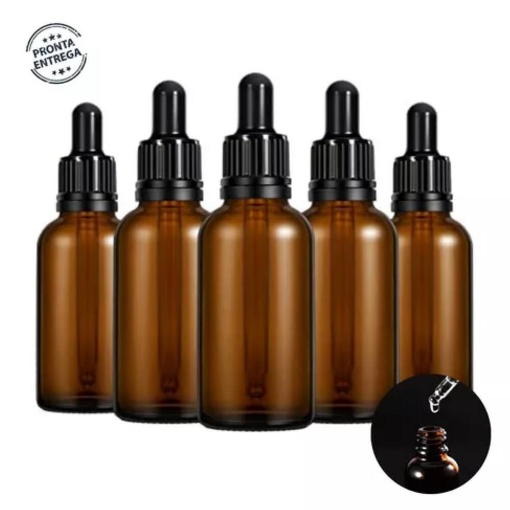 Kit 5 Frascos marrom conta gotas 30ml recipiente para de cosméticos Perfumes