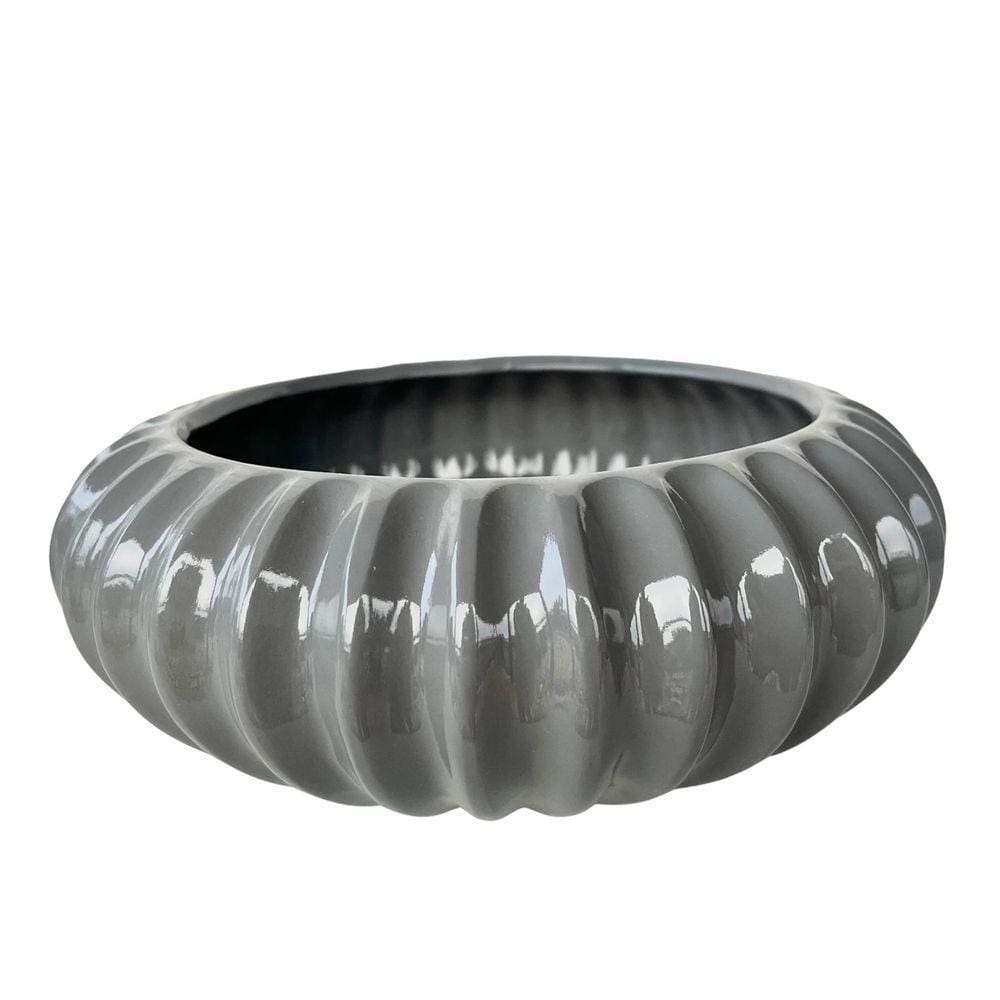 Vaso centro de mesa bacia ikebana cinza médio luxo cerâmica