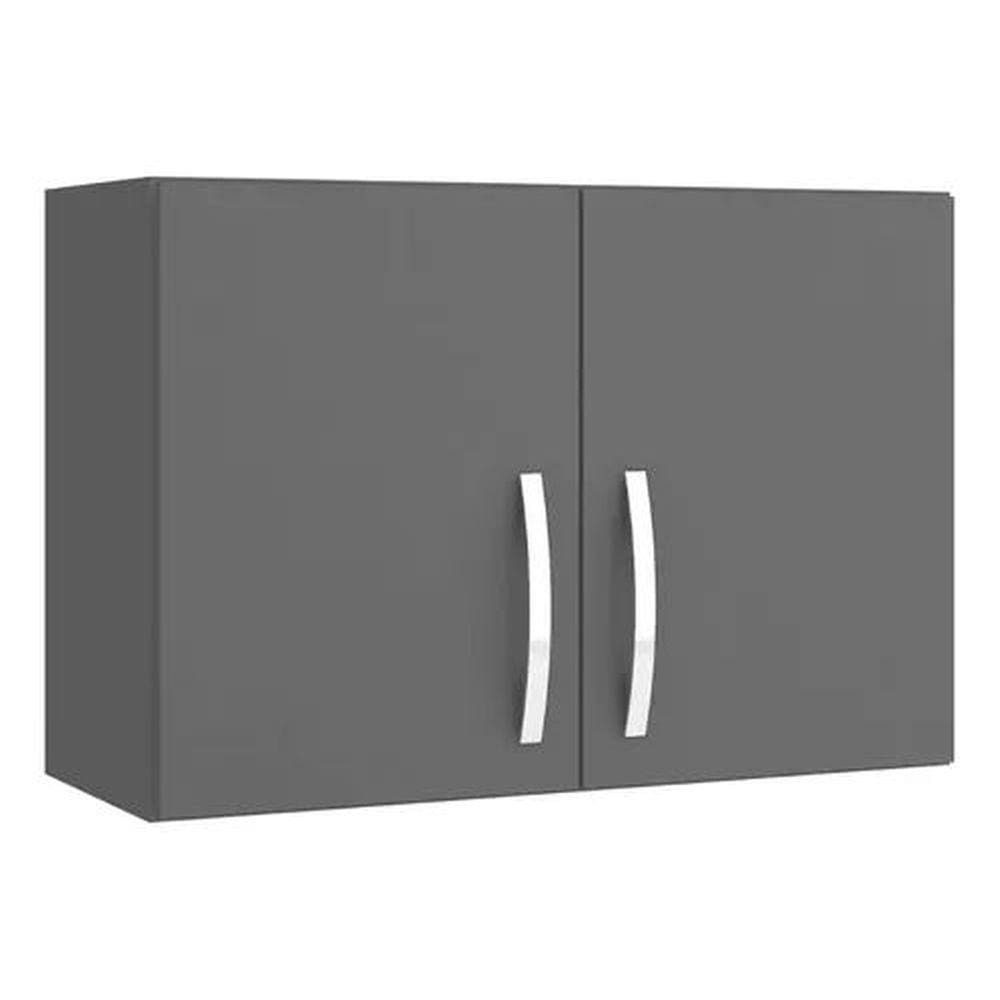 Armário Aereo de Cozinha 80cm 2 Portas Cor Cinza - AJL