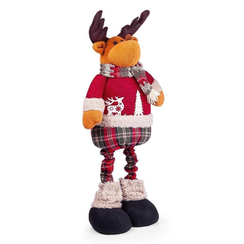Boneco De Natal Decorativo Em Poliéster Xadrez Com Ajuste De Altura 78cm Rena