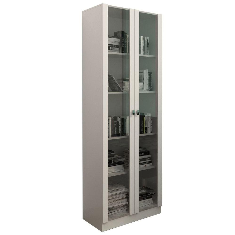 Armario Para Escritorio 2 Portas De Vidro ME4115 Branco Tecno Mobili