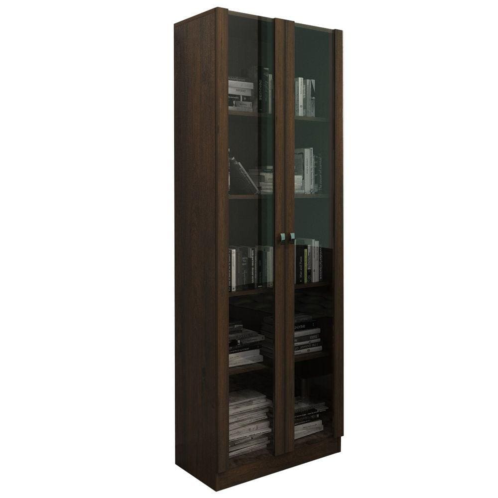 Armario Para Escritorio 2 Portas De Vidro ME4115 Rustico Tecno Mobili