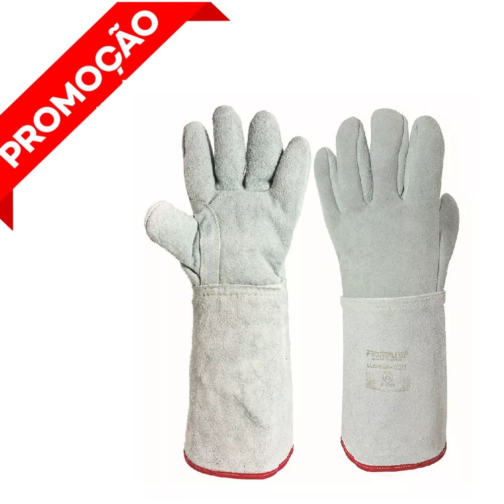Luva Para Soldador Pedreiro Epi De Cano Longo 20cm