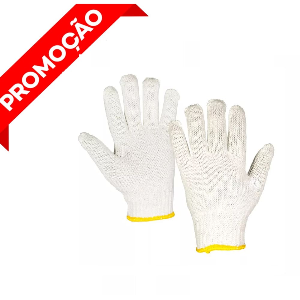 Kit 12 Pares Luva Tricotada Algodão Malha Pano Sem Pigmentos