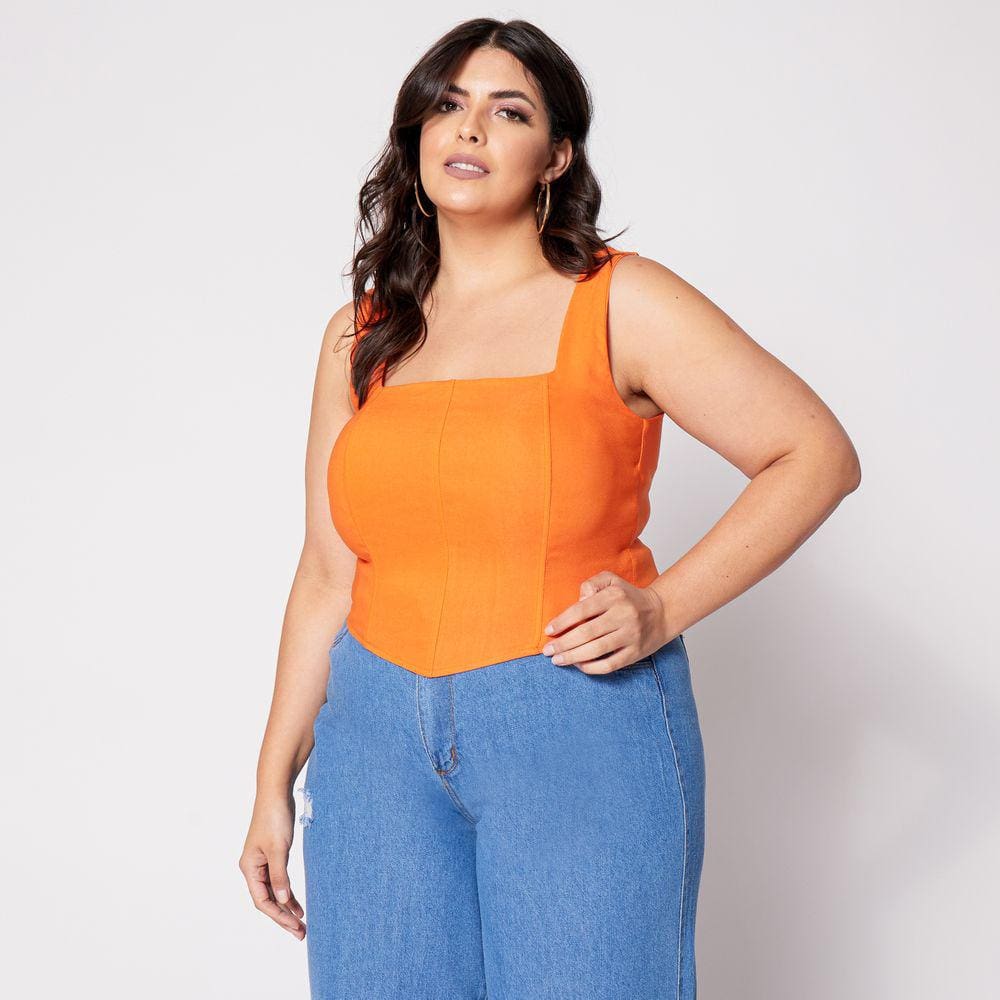 Blusa Cropped de Alça Plus Corset com Bojo