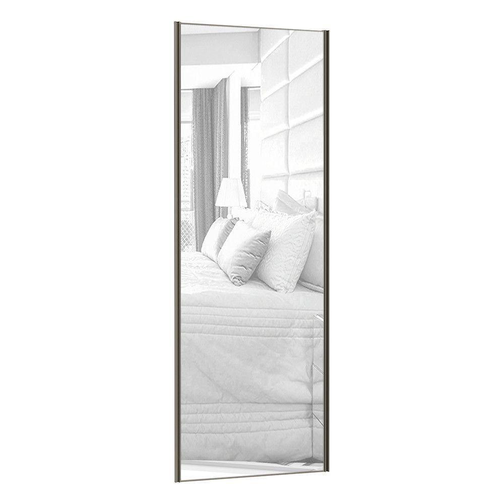 Porta de Correr Individual 80cm com Espelho, Puxador Inox e Kit Ferragem Prime Luciane