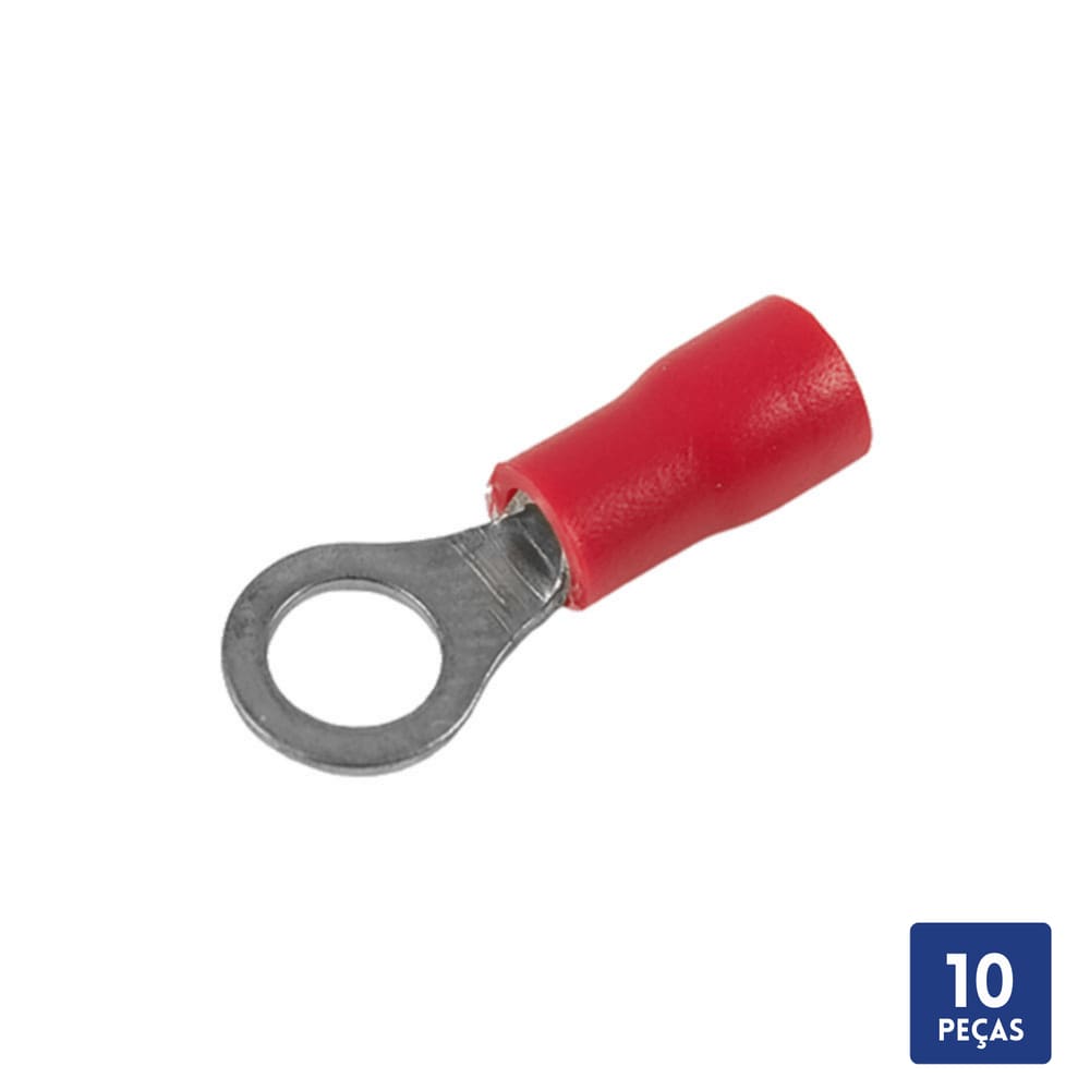 Terminal Olhal Pré-Isolado Vermelho 10mm 10 pçs