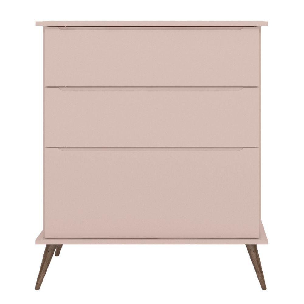 Cômoda Infantil Melissa Retrô 3 Gavetas 100% MDF Cor Rosé - Phoenix Baby