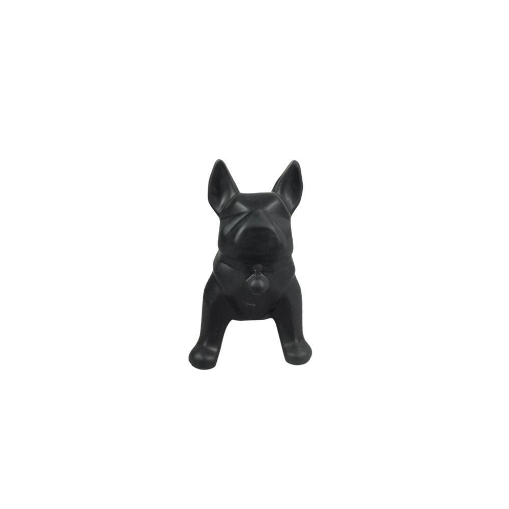 Escultura Decorativa Buldogue em Resina Preto 21cm DN0153 BTC