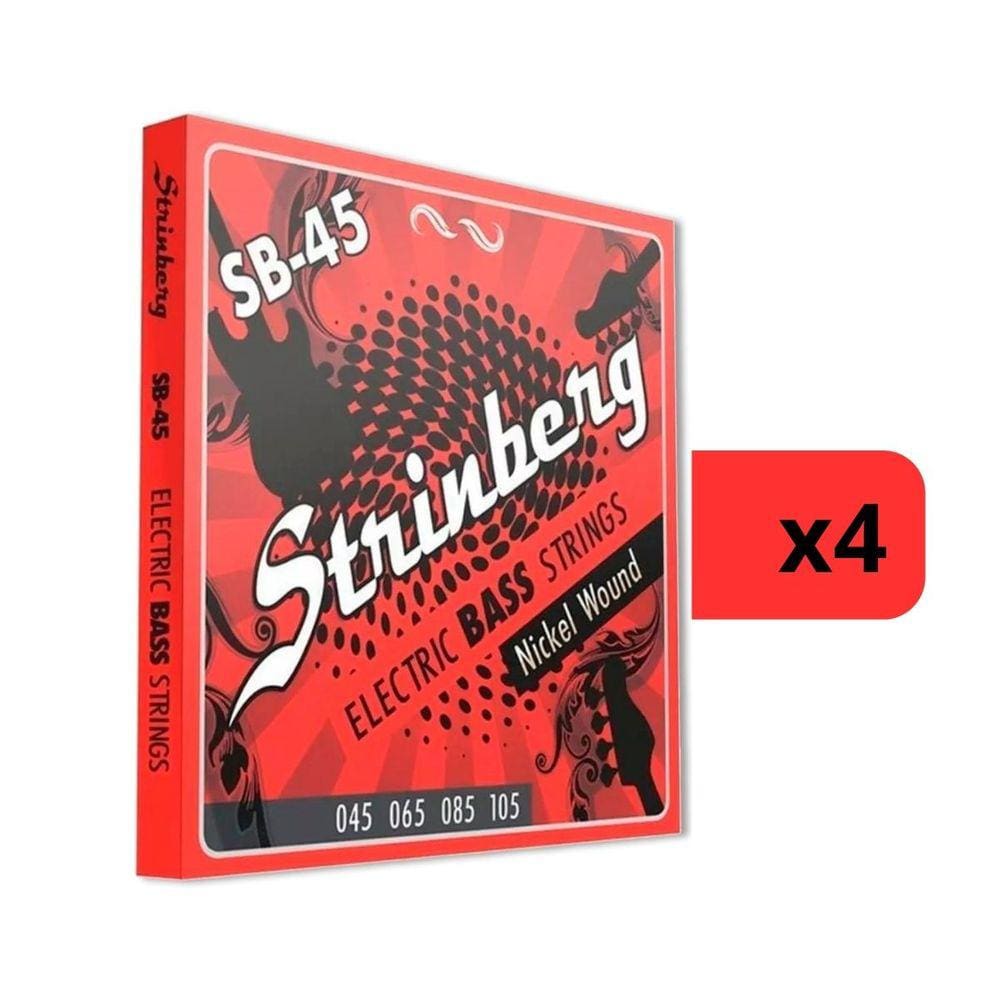 Kit 4 Encordoamento Strinberg Para Contra Baixo SB45 - 4 Cordas
