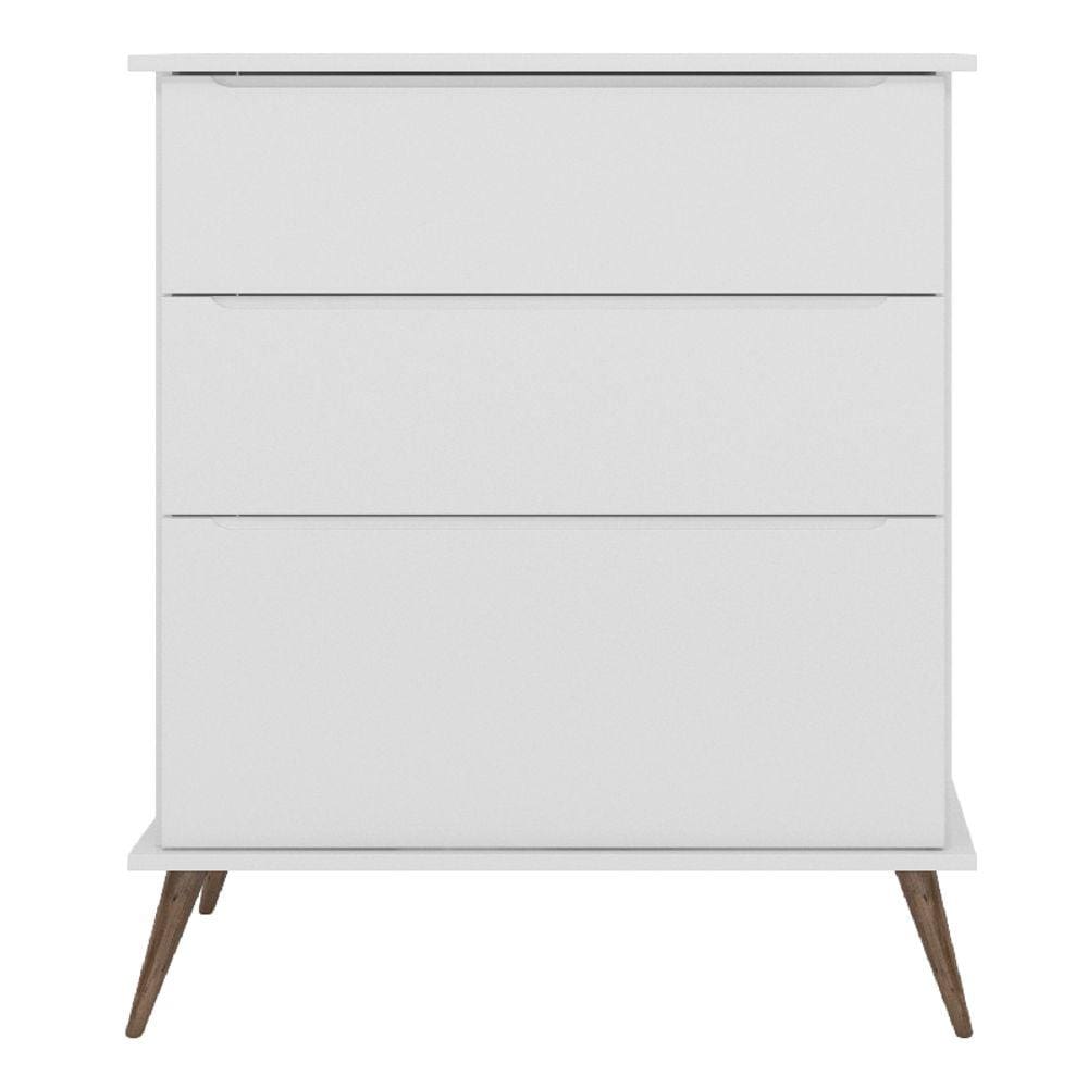 Cômoda Infantil Melissa Retrô 3 Gavetas 100% MDF Cor Branco - Phoenix Baby